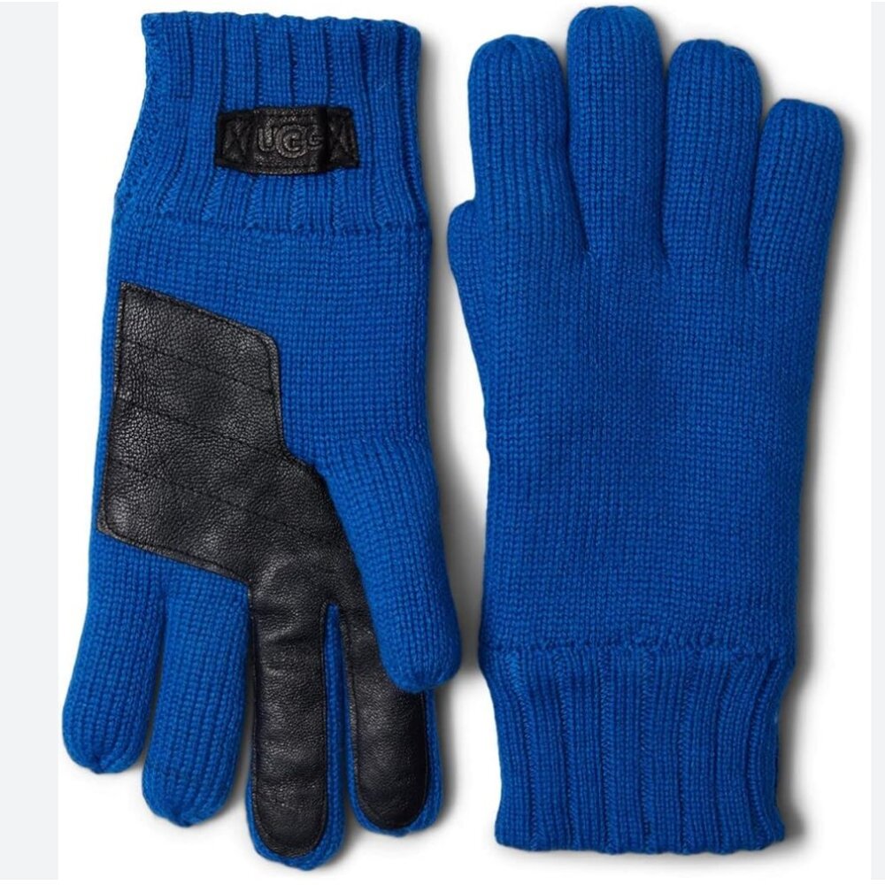 UGG "Palm Patch" Leather & Knit Gloves